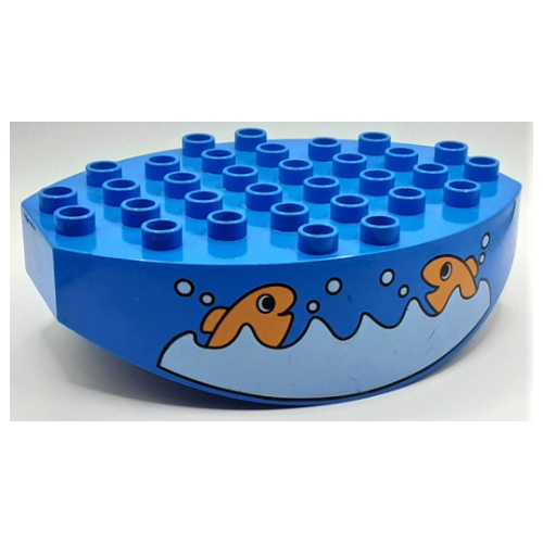 Duplo Base 8 × 6 with Round Bottom and Fish on Both Sides Print Blau