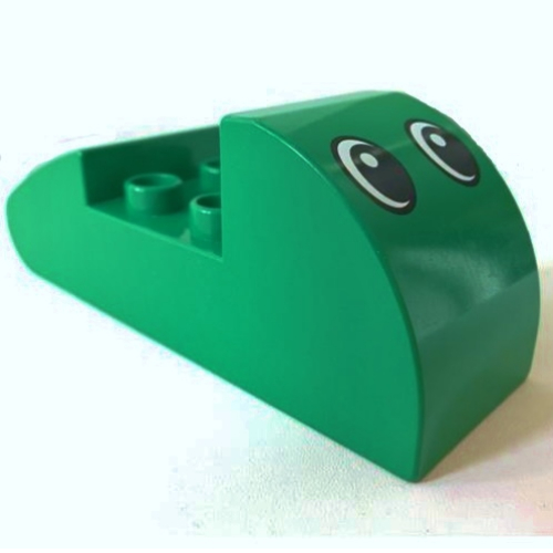 Duplo Brick 2 × 6 × 2 Rounded Ends with Eyes Print Red