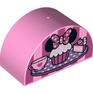 Duplo Brick 2 × 4 × 2 Curved Top - Cupcake with Mouse Ears Print Leuchtrosa