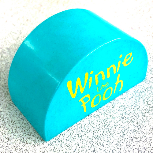 Duplo Brick 2 × 4 × 2 Curved Top with 'Winnie the Pooh' Print Light Turquoise