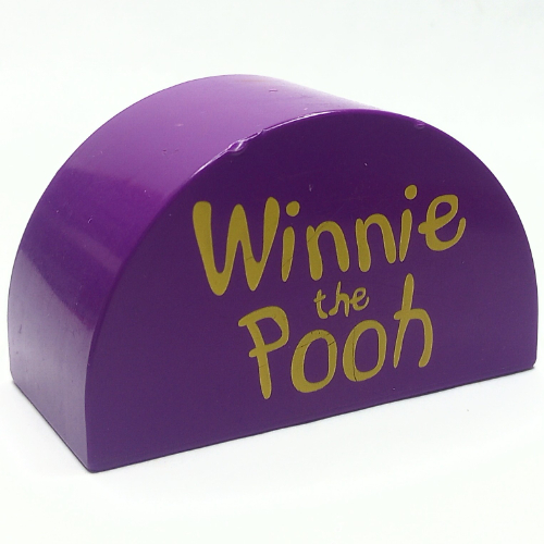 Duplo Brick 2 × 4 × 2 Curved Top with 'Winnie the Pooh' Print Purple