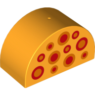 Duplo Brick 2 × 4 × 2 Curved Top with 11 Circles with Spots Print Leuchtendes Hellorange