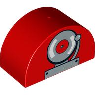 Duplo Brick 2 × 4 × 2 Curved Top with Fire Alarm Bell Print Rot