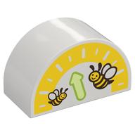 Duplo Brick 2 × 4 × 2 Curved Top with Gauge, Bees print White