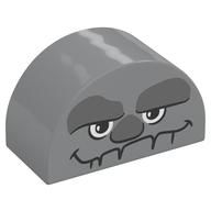 Duplo Brick 2 × 4 × 2 Curved Top with Rock Face print Light Bluish Gray