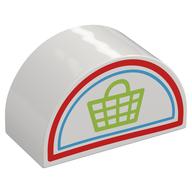 Duplo Brick 2 × 4 × 2 Curved Top with Lime Shopping Bag print White