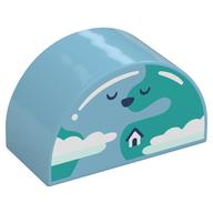 Duplo Brick 2 × 4 × 2 Curved Top with Earth, Face, and House print Mittelazur