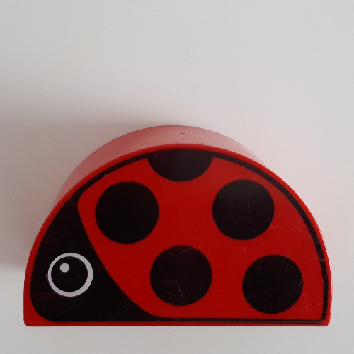 Duplo Brick 2 × 4 × 2 Curved Top with Ladybug / Ladybird Print Red