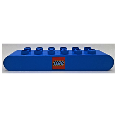Duplo Brick 2 × 8 Rounded Ends with Lego Logo Print Blue