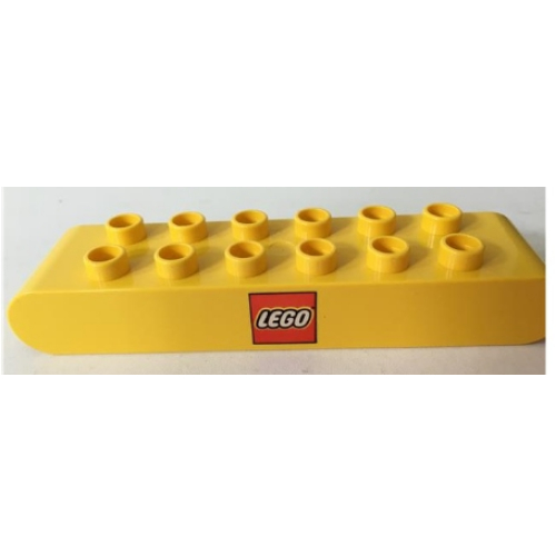 Duplo Brick 2 × 8 Rounded Ends with Lego Logo Print Grün