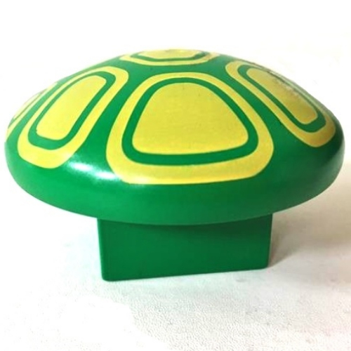 Duplo Mushroom 2 × 2 Base with Yellow Turtle Shell Print Green
