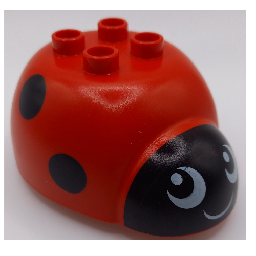 Duplo Animal Spider Body, with Ladybug / Ladybird Print Red
