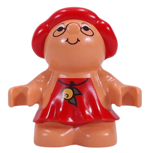 Duplo Figure Little Forest Friend Female, Red Dress with Berry Necklace, Glasses Print (Melba Strawberry) Nougat