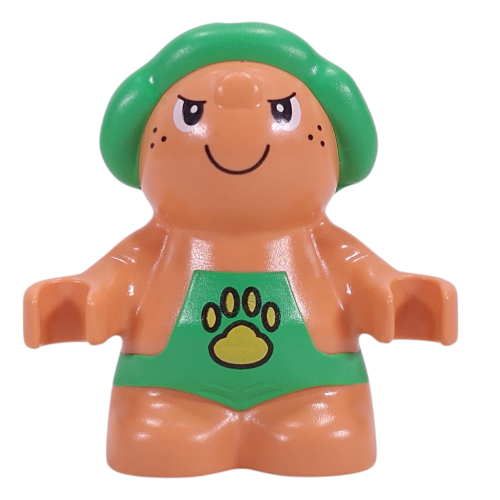 Duplo Figure Little Forest Friend, Male Green Overalls with Yellow Paw Print (Trouble Toadstool) Nougat