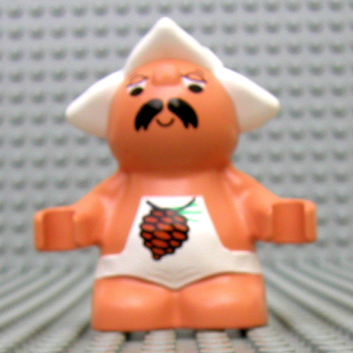 Duplo Figure Little Forest Friend, Male White Overalls with Pine Cone Print (Sleepyhead Meadowsweet) Nougat