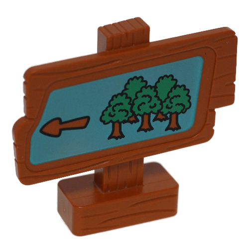 Duplo Sign, Wood Grain with Trees and Arrow Print Dunkelorange