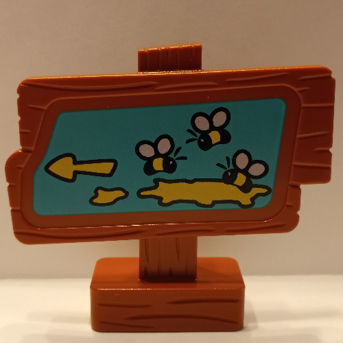 Duplo Schild, Holzmaserung mit Bienen, Honig und Pfeil (bedruckt)