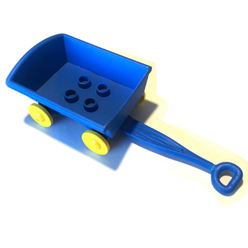 Duplo Hand Wagon with Yellow Wheels (Complete Assembly) Blau
