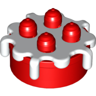 Duplo Food Cake with White Frosting Red