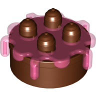 Duplo Food Cake with Trans Dark Pink Frosting Reddish Brown