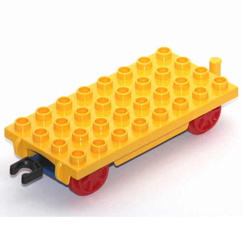 Duplo Train Base 4 × 8 with Red Wheels, and Moveable Hook Yellow