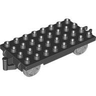 Duplo Train Wagon Base 4 × 8 with Light Bluish Gray Wheels and Moveable Hook