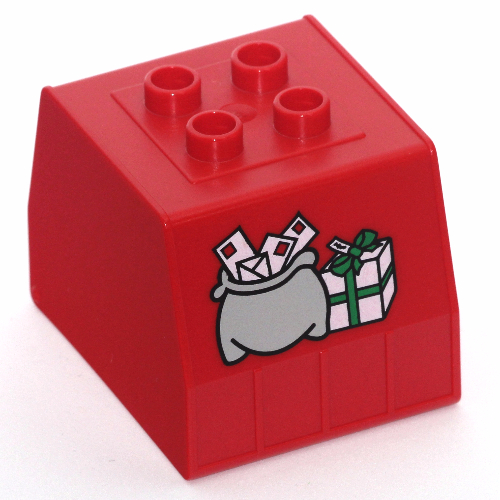 Duplo Train Freight Container with Mail Bag and Box Print Red