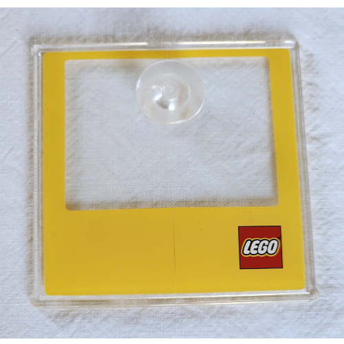 Duplo Doll, Cabinet Door with Knob, with Yellow Border and Lego Logo Print Transparent