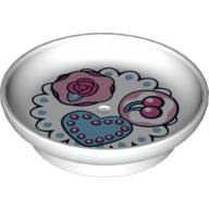 Duplo Dish with Cherry, Heart, Rose print White