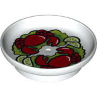 Duplo Dish with Crabs on Lettuce Print White