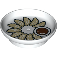 Duplo Dish with Potstickers (Guotie) and Dip Print White