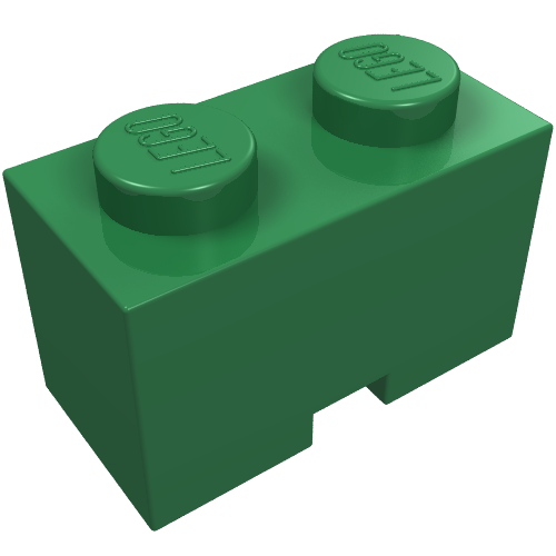 Brick Special 1 × 2 with Cable Holding Square Cutout Grün