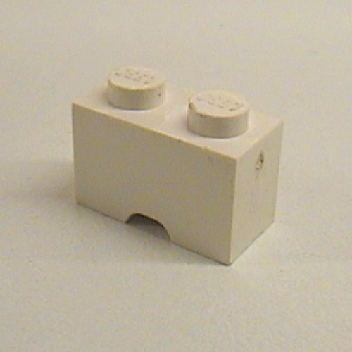 Brick Special 1 × 2 with Cable Holding Rounded Cutout Weiß