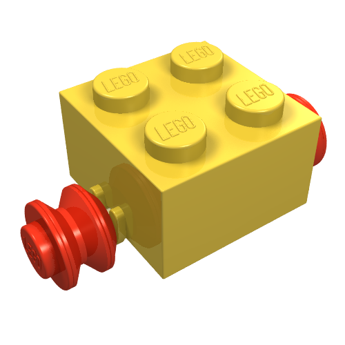 Brick Special 2 × 2 [Red Wheels for Single Tyre] Yellow