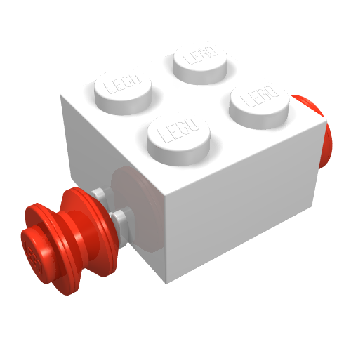 Brick Special 2 × 2 [Red Wheels for Single Tyre] White
