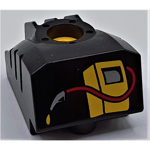 Duplo Toolo MyBot Engine Program Brick with Yellow Gas / Petrol / Fuel Pump Print Schwarz