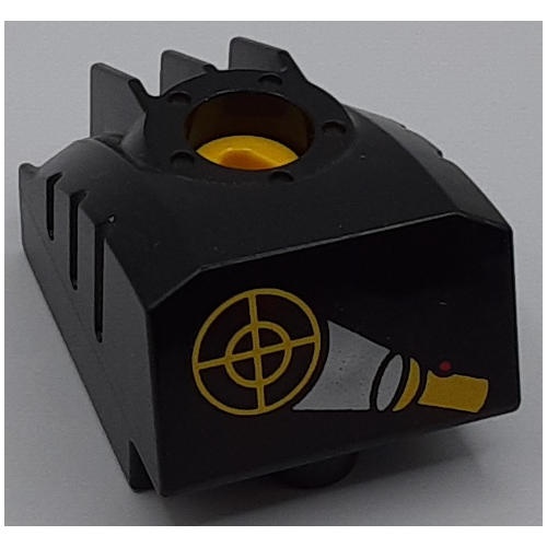 Duplo Toolo MyBot Engine Program Brick with Yellow Torch / Flashlight and Target Print Black