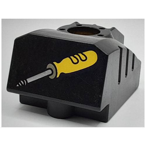 Duplo Toolo MyBot Engine Program Brick with Yellow Screwdriver Print Schwarz