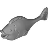 Duplo Animal Fish with Thin Tail and Large Tail Fin Flat Silver