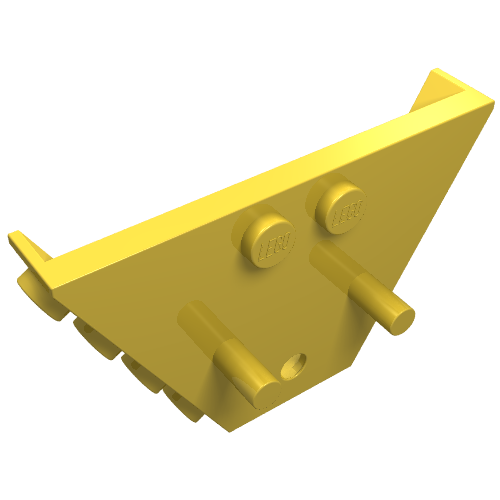 Panel, Trapezoid, Tipper End Flat with Pins, 1 × 2 Anti-studs Gelb