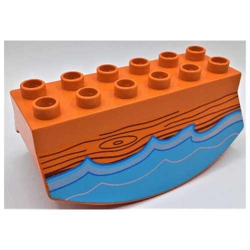 Duplo Brick 2 × 6 Lower Flap Extensions with Wood and Water Print Earth Orange