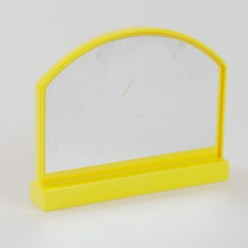 Duplo Panel 6 × 1 × 4 with Curved Top, Silver Mirror Sticker (Pre-applied) Yellow