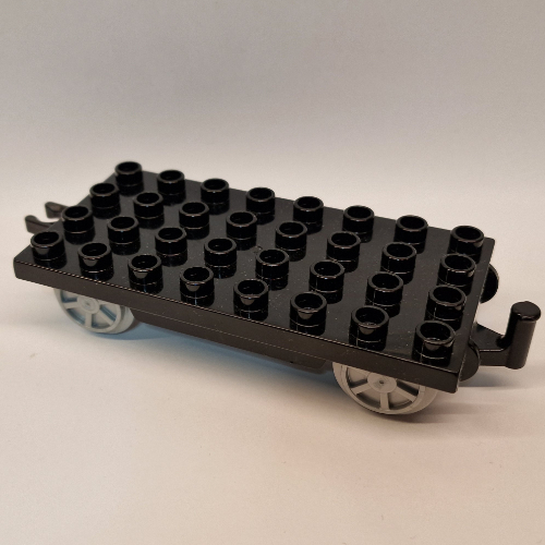 Duplo Train Base 4 × 8 with Pearl Light Gray Train Wheels and Moveable Hook Black