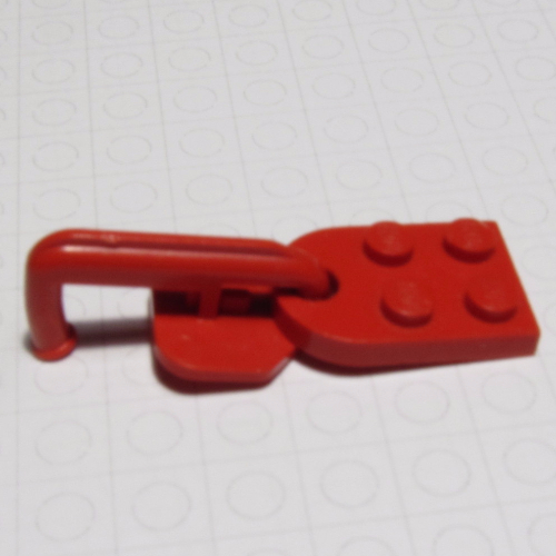 Plate Special 3 × 2 with Hole (Train Coupler Closed) with Hook Red