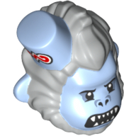 Minifig Head Special, Monkey with Hat and Teeth Grin Print Leuchtendes Hellblau
