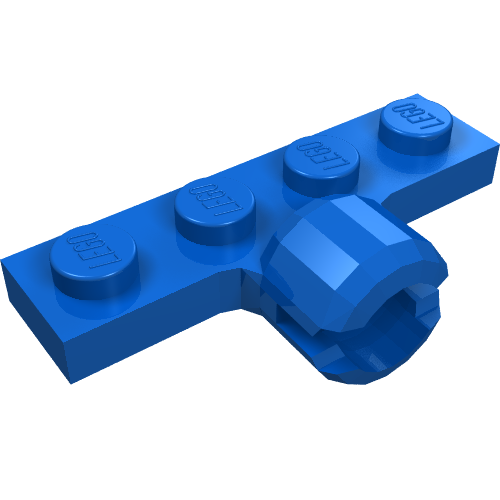 Plate Special 1 × 4 with Towball Socket, Long, 2 Slots Blau