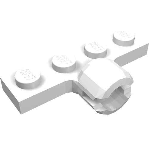 Plate Special 1 × 4 with Towball Socket, Long, 2 Slots White