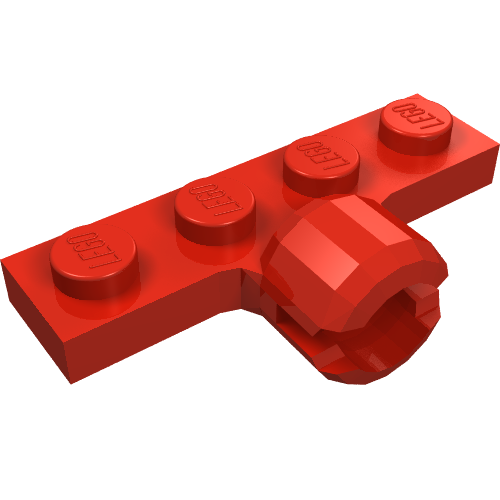 Plate Special 1 × 4 with Towball Socket, Long, 2 Slots Red