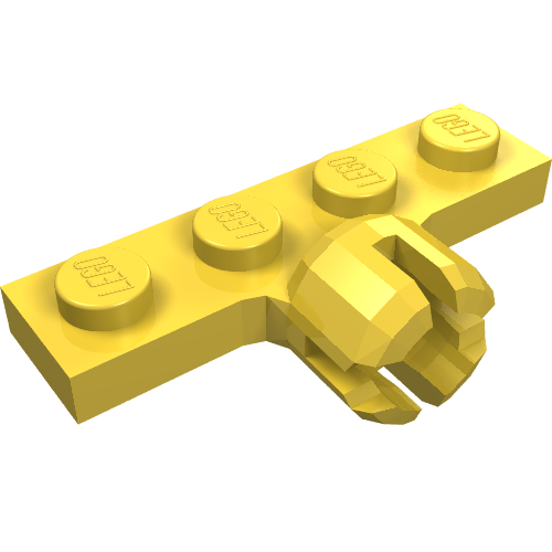 Plate Special 1 × 4 with Towball Socket, Long, 4 Slots Yellow