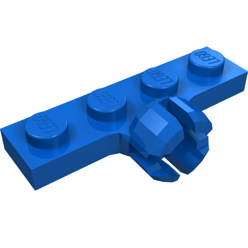 Plate Special 1 × 4 with Towball Socket, Short, 4 Slots Blau